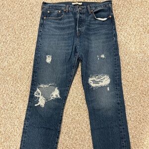 Women's Distressed Blue Jeans